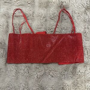 Zara Red Glitter Crop Top